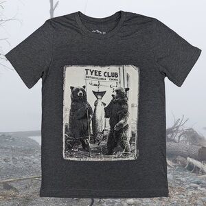 Bears Catching Fish Tyee Club Graphic Men's Tee - Charcoal